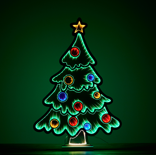 Christmas Tree with Ornaments Infinity Light, UL Plug In