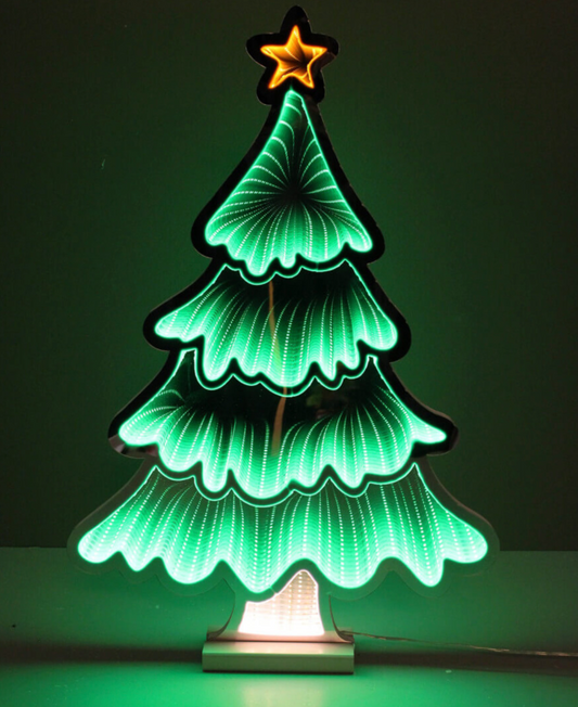 23" Green Tree with Star Infinity Light, UL Plug In